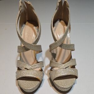 Charlotte Russe Sparkling Gold Strappy High Heel Sandals